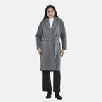 Tamsy Boucle Tie Belted Coat with 2 Side Pockets (Size L)  - Grey_3890820