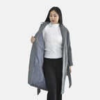 Tamsy Boucle Tie Belted Coat with 2 Side Pockets (Size L)  - Grey_3890820_2