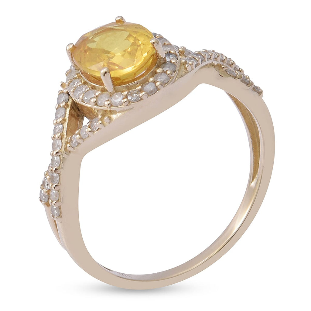 9K Yellow Gold Yellow Sapphire and Diamond Infinity Ring 2.76 Ct.