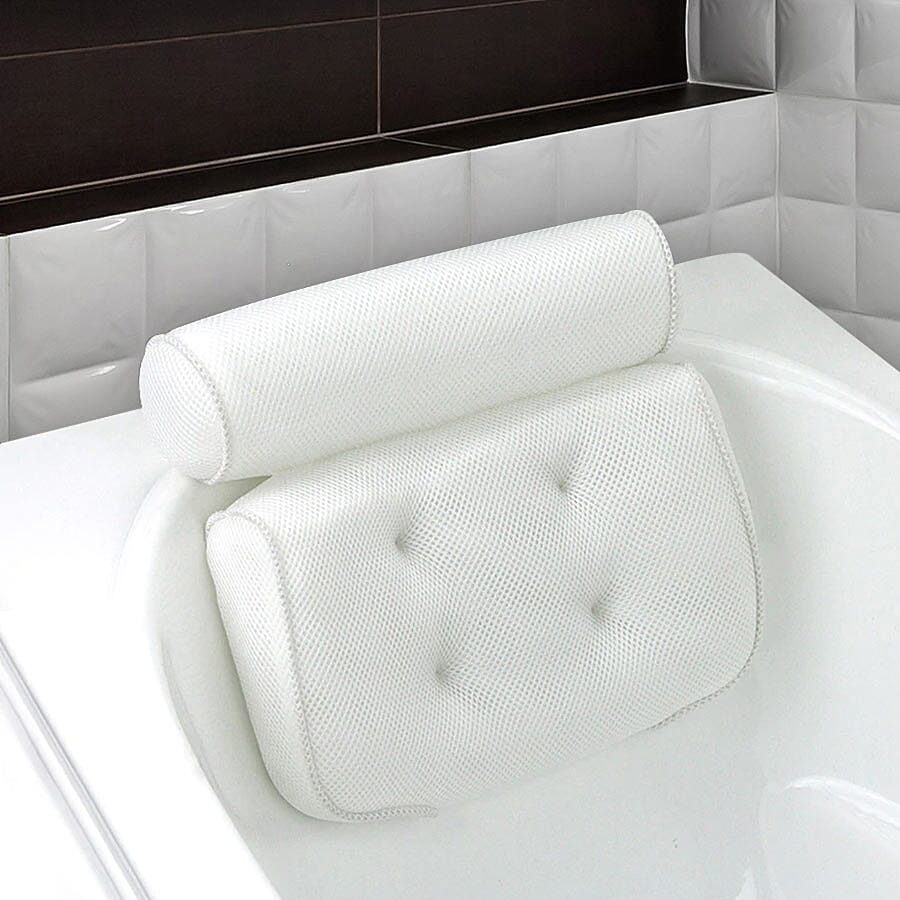3D Bath Pillow for Neck and Back Support with 6 Suction Cups for Home Spa - White 6091250 0