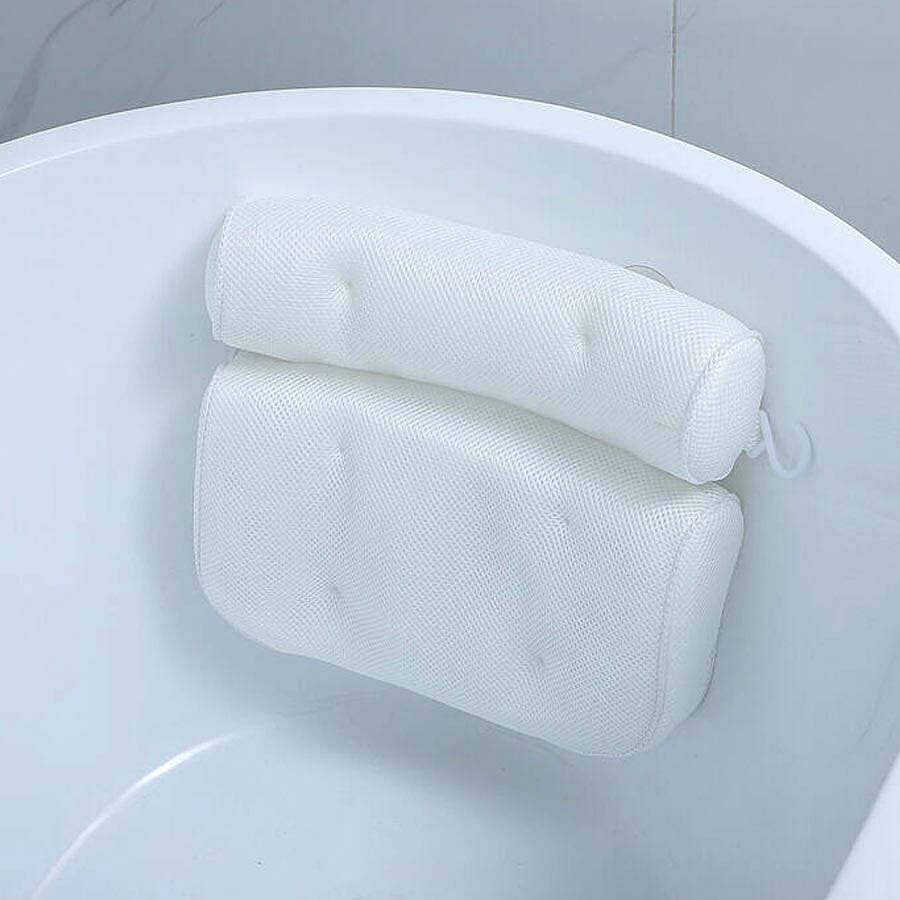 3D Bath Pillow for Neck and Back Support with 6 Suction Cups for Home Spa - White 6091250 5