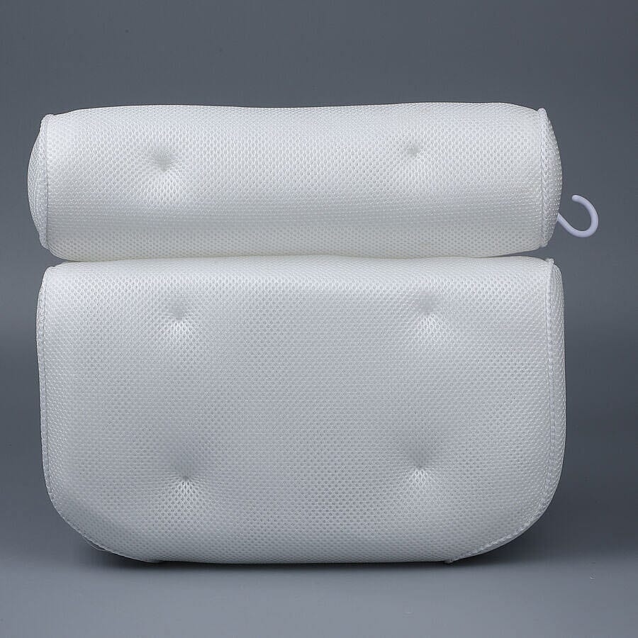 3D Bath Pillow for Neck and Back Support with 6 Suction Cups for Home Spa - White 6091250 6