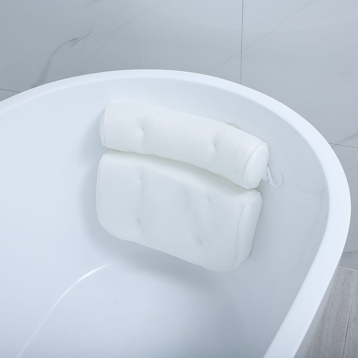 3D Bath Pillow for Neck and Back Support with 6 Suction Cups for Home Spa - White 6091250 7