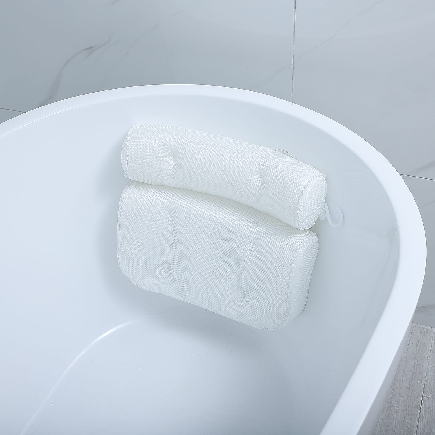 3D Bath Pillow for Neck and Back Support with 6 Suction Cups for Home Spa - White 6091250 7