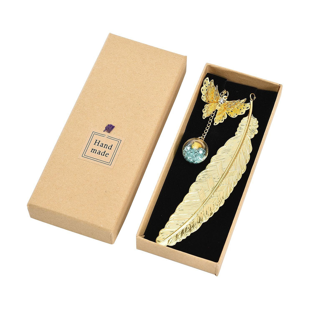 3D Butterfly and Floral Ball Pendant Bookmark - Yellow and Mint Blue 3823760 4