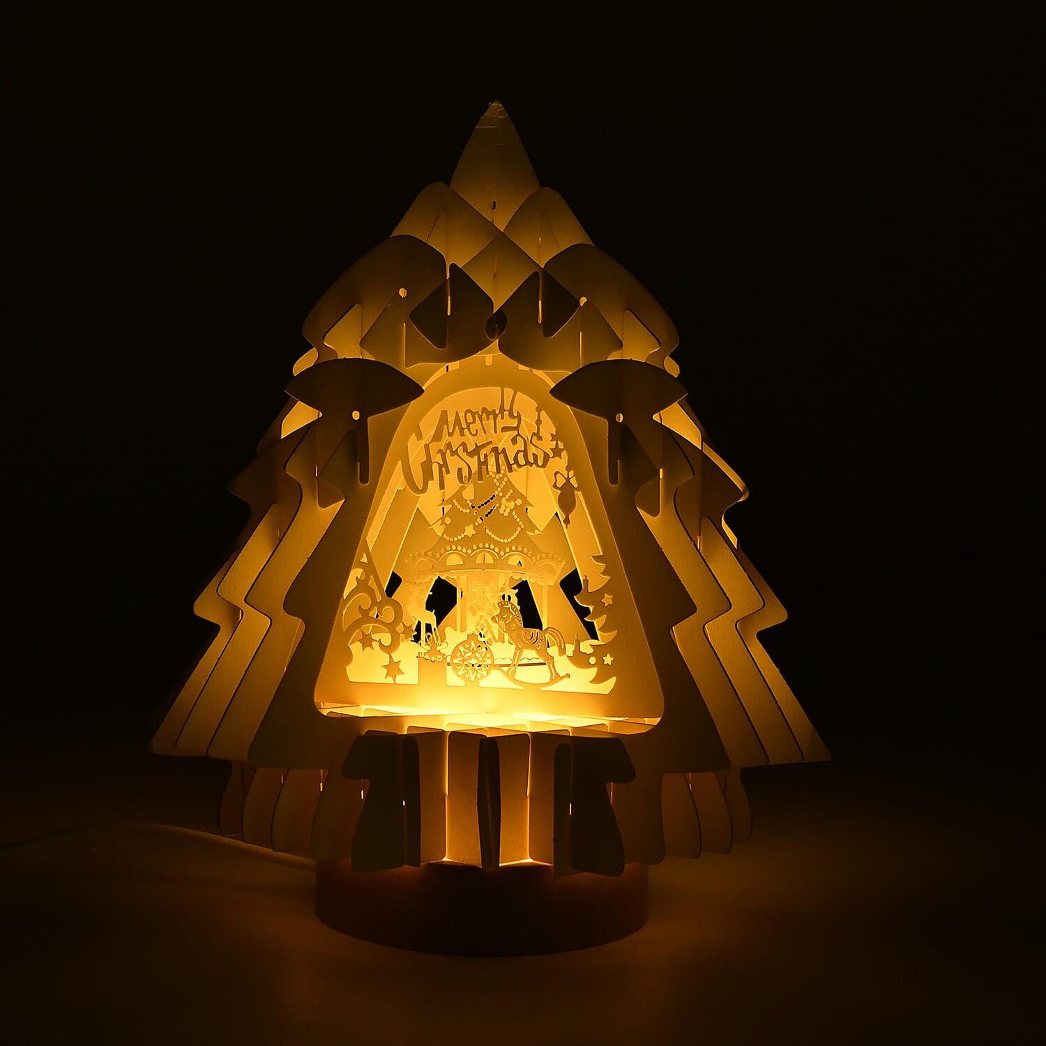 3D Paper Tree Lamp with Merry Christmas - White 7828757 2