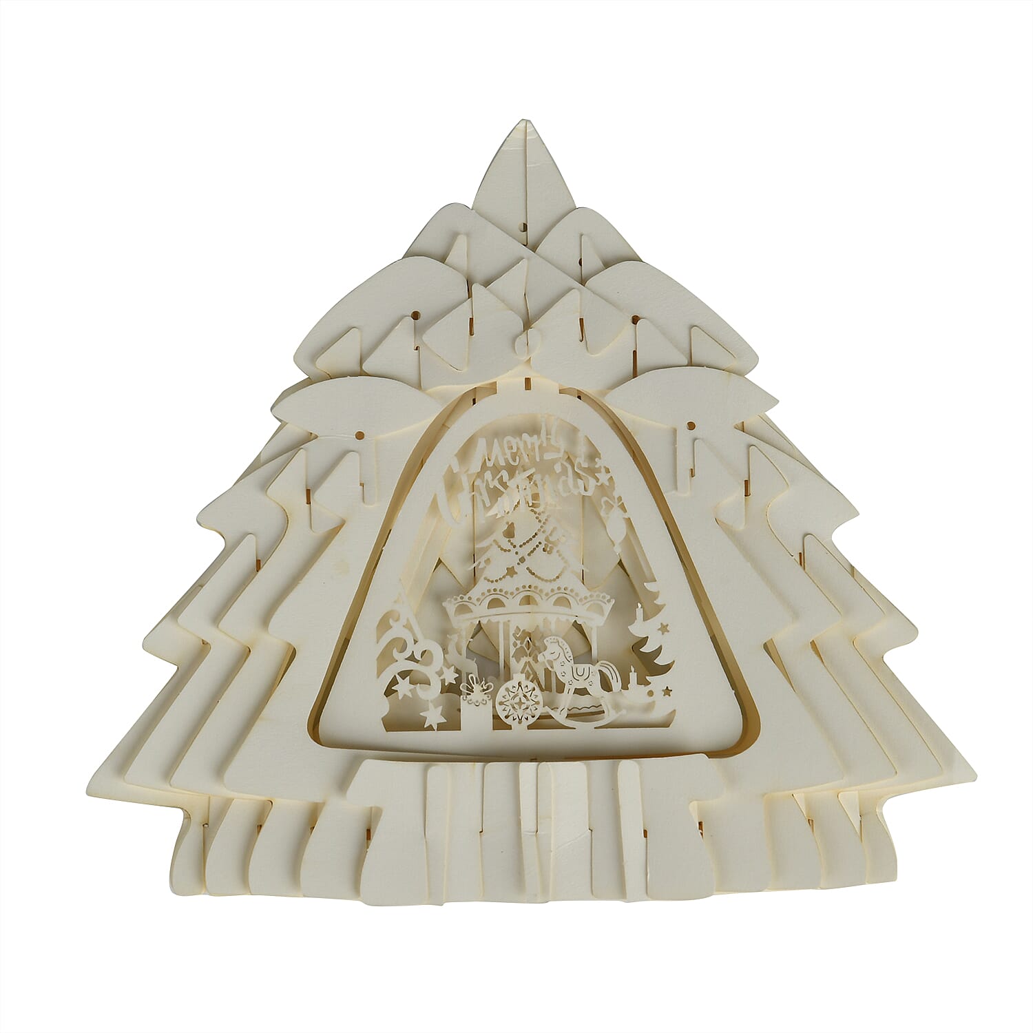 3D Paper Tree Lamp with Merry Christmas - White 7828757 4