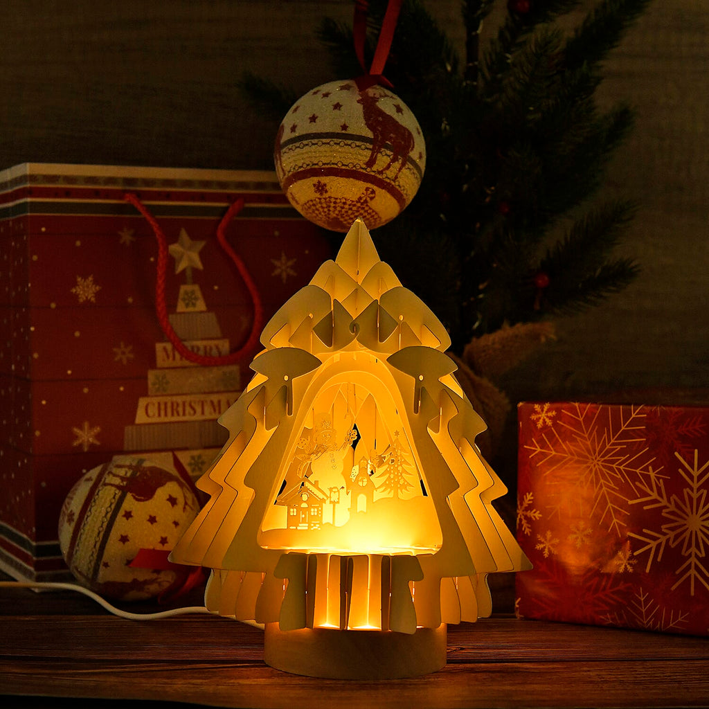 3D Paper Tree Lamp with Birth of Jesus