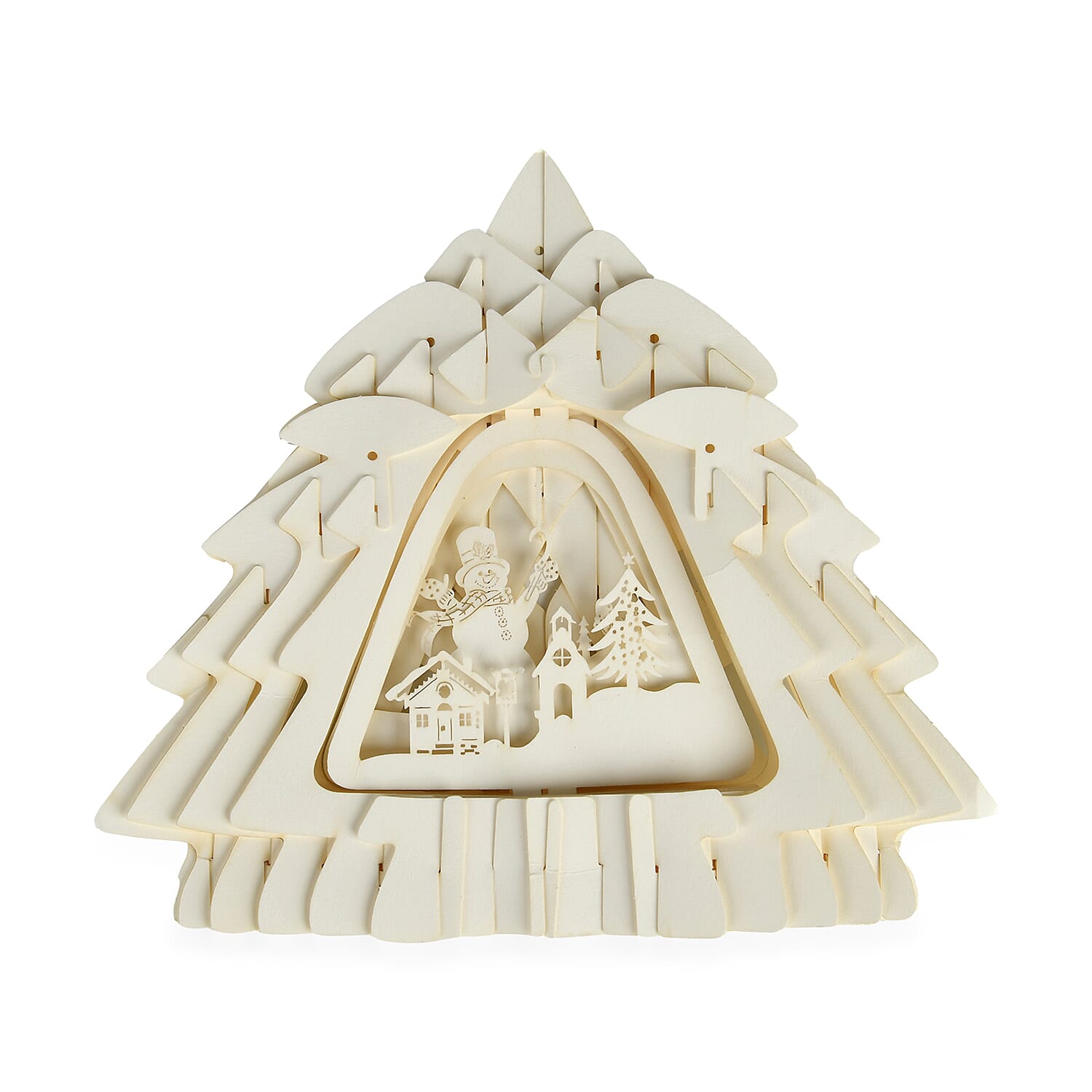 3D Papercut Snowman Lamp with Warm Light V32356084 4