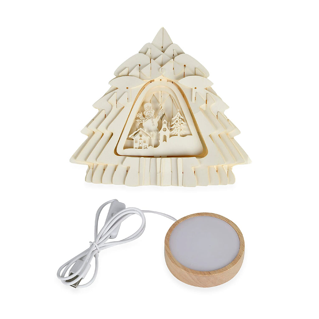 3D Paper Tree Lamp with Birth of Jesus