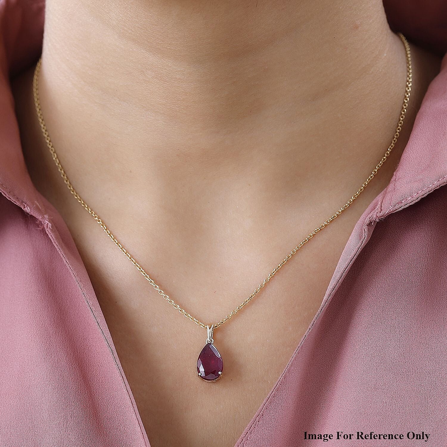 4 Ct AA African Ruby Solitaire Pendant in 9K Yellow Gold 3190893 2