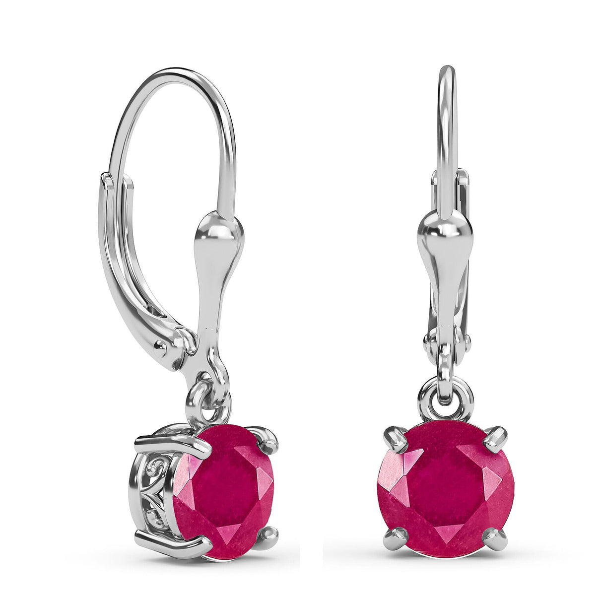 4 Ct African Ruby Solitaire Lever Back Earrings in Platinum Plated Sterling Silver V32518443 0