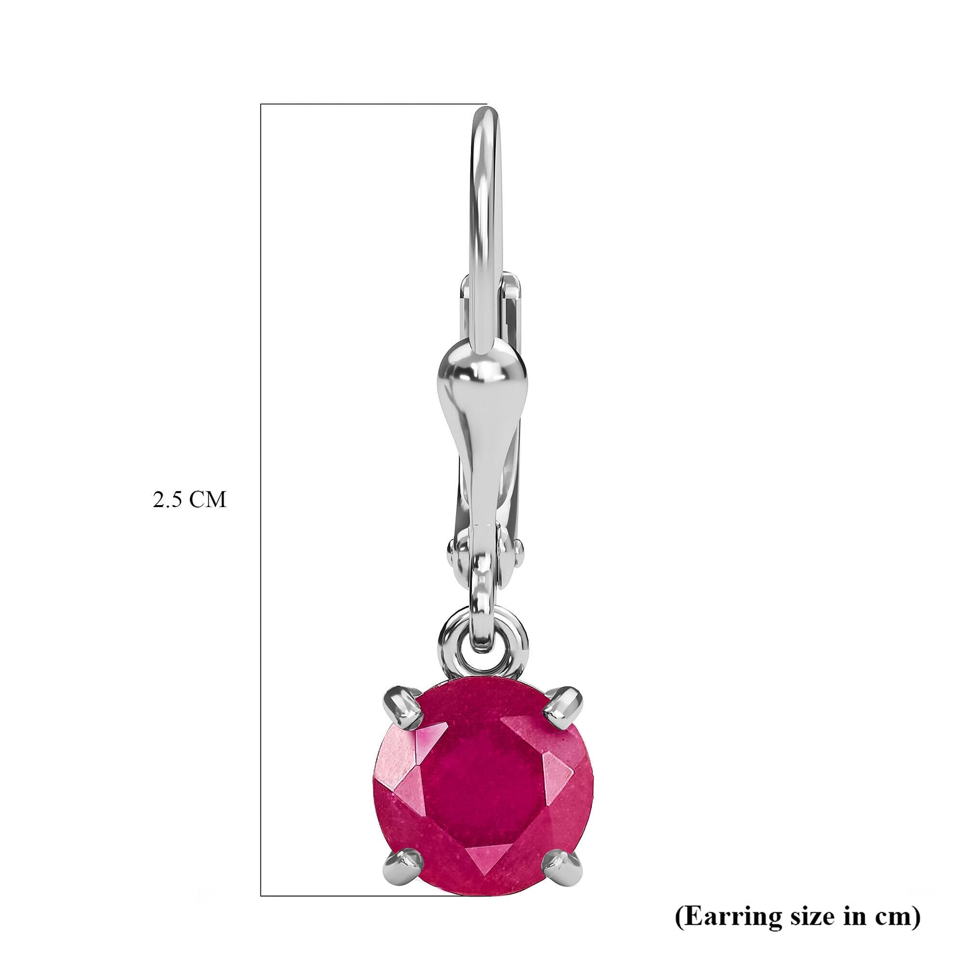4 Ct African Ruby Solitaire Lever Back Earrings in Platinum Plated Sterling Silver V32518443 2