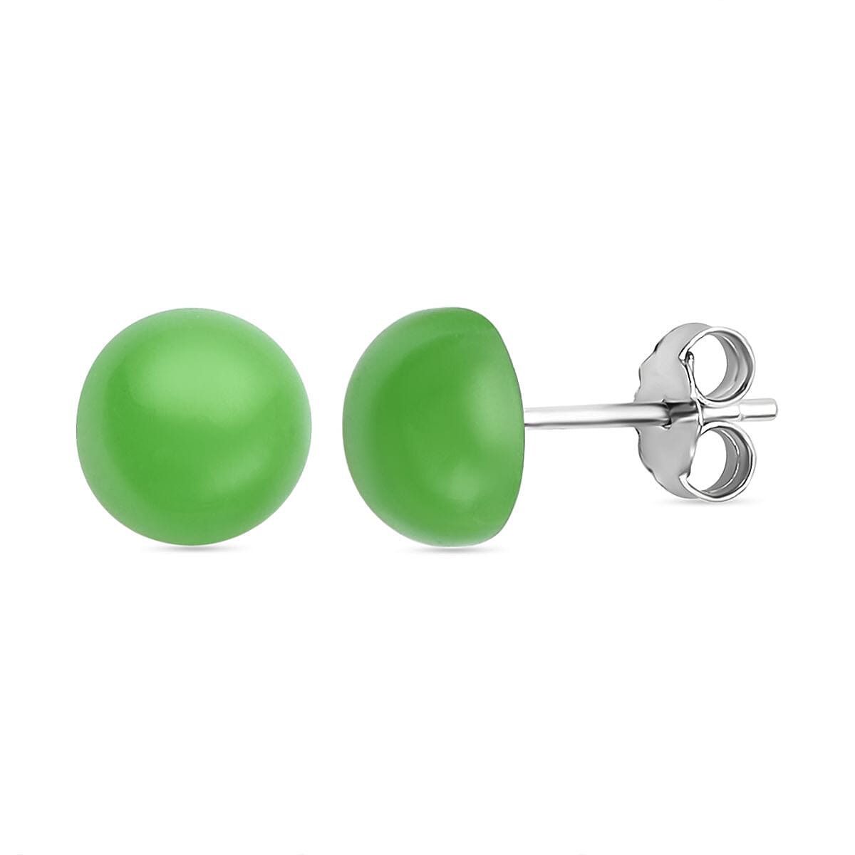 4 Ct. Green Jade Solitaire Earrings in Sterling Silver 3793663 0