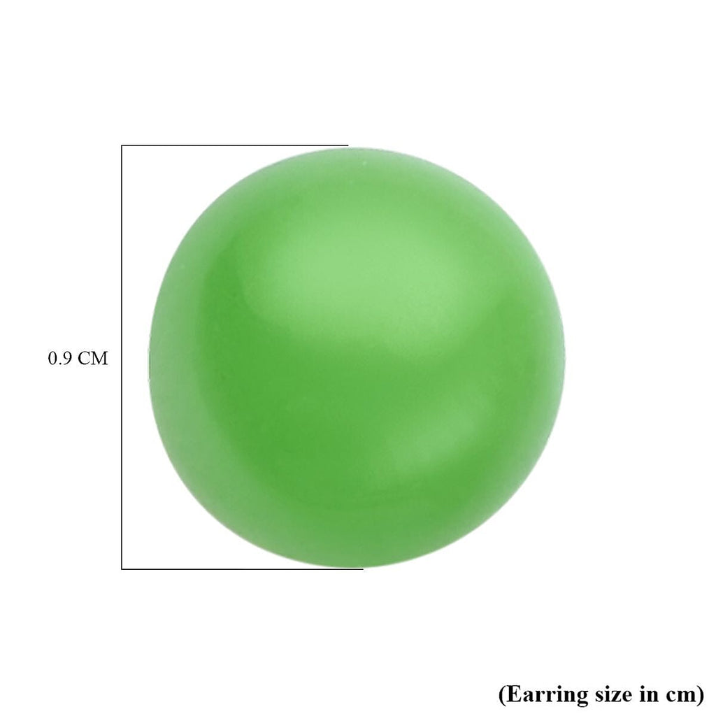 Green Jade Stud Earrings (With Push Back) in Rhodium Sterling Silver 4.00 Ct.
