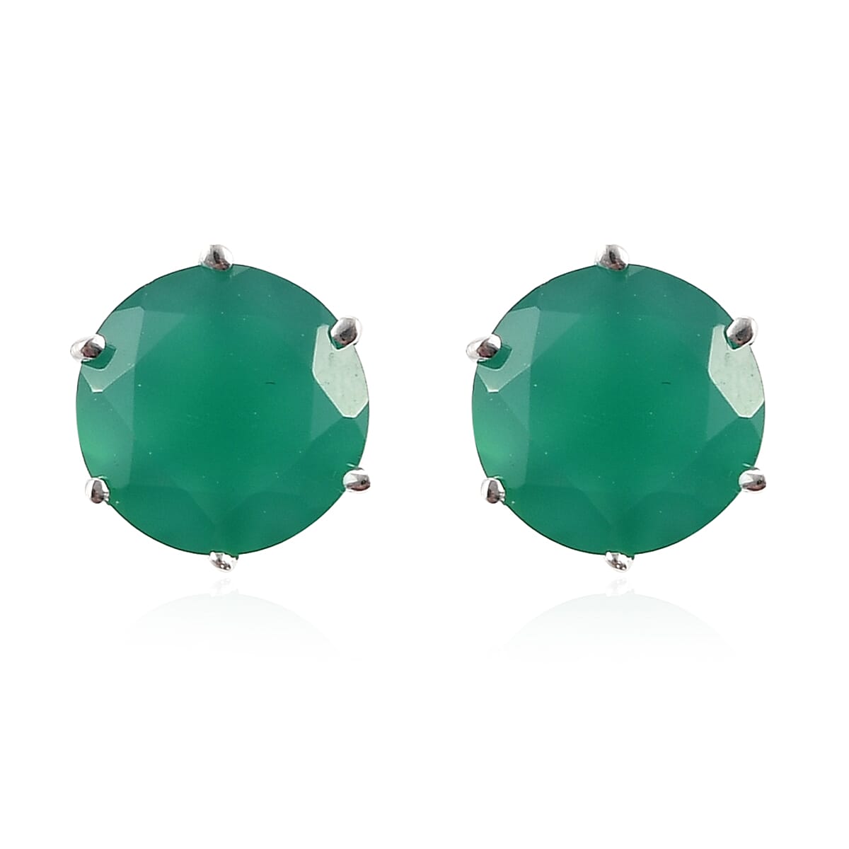 4 Ct. Green Onyx Solitaire Stud Earrings in Sterling Silver 3712558 0