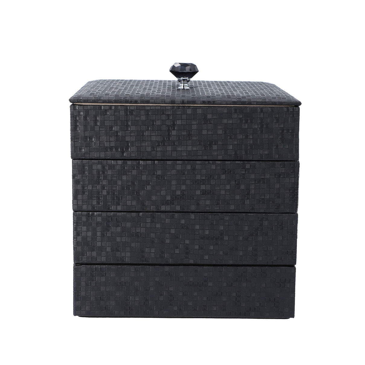 4-Layer Stackable Jewellery Oragnizer with Inside Mirror and Anti Tarnish Lining ( Size 21.59x21.59x21.59 Cm) - Black 3478240 2