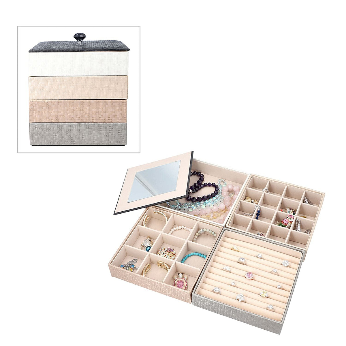 4 Layer Stackable Jewellery Organizer (Size 21x21x21 Cm) - Black 6512618 0
