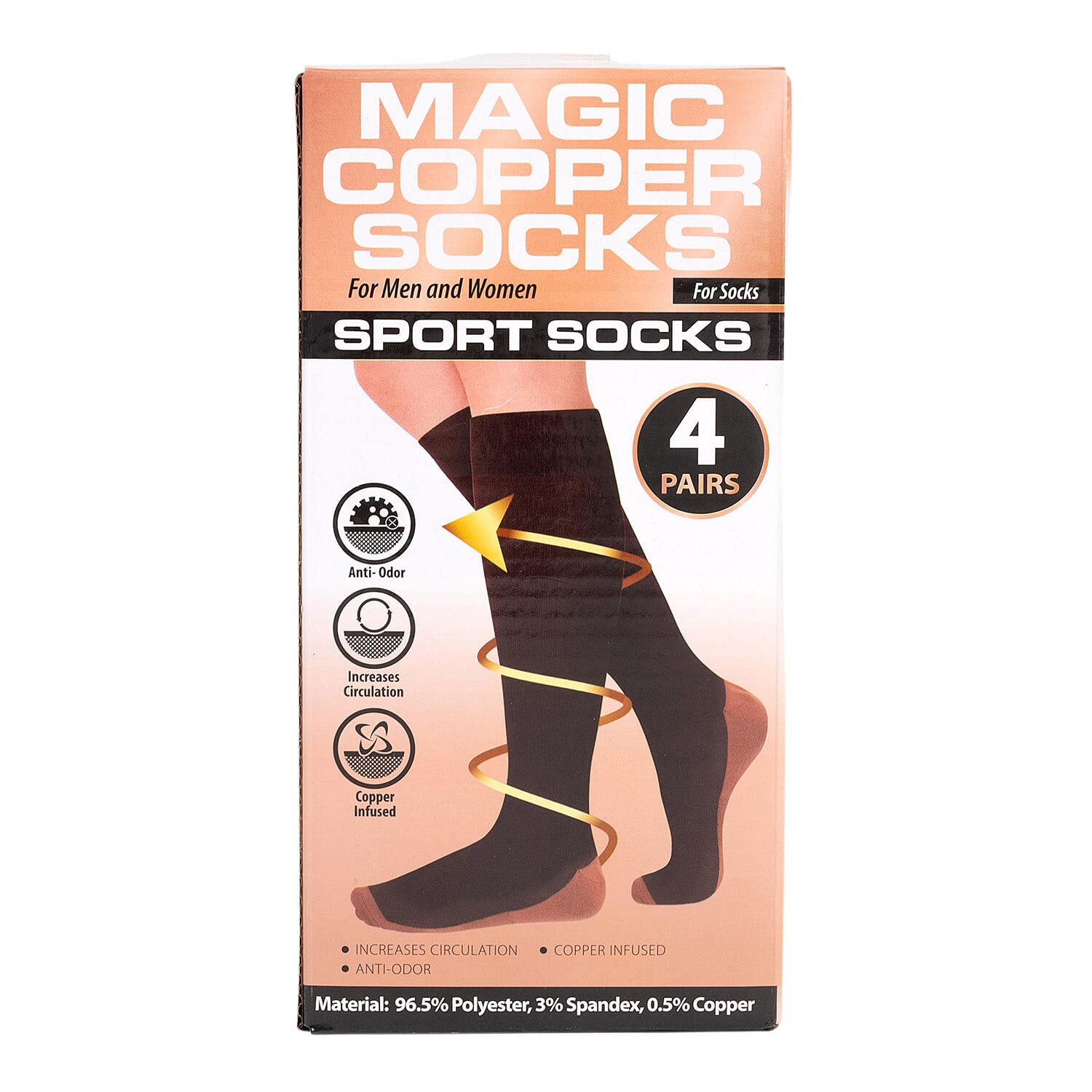 4-Pair Magic Copper Short Socks (Size L-XL) - White 8347037 2
