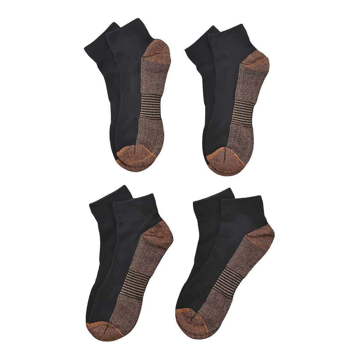 4 Pairs Antibacterial Copper Infused Compression Socks (Size S-M, 5-10) - Black 7134750 0