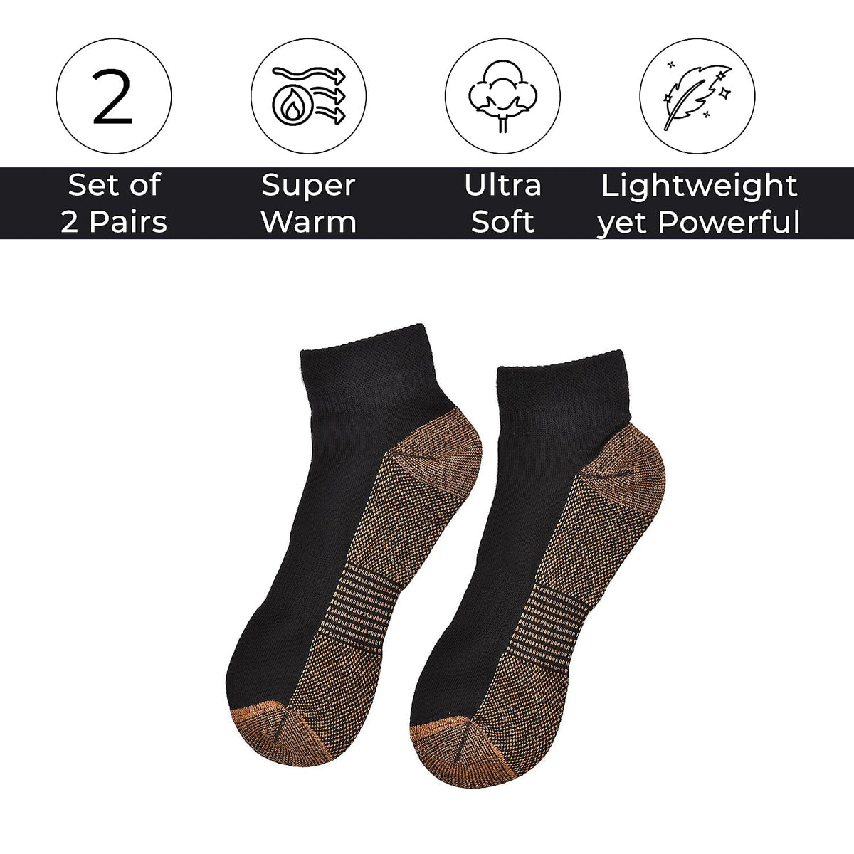 4 Pairs Antibacterial Copper Infused Compression Socks (Size S-M, 5-10) - Black 7134750 4