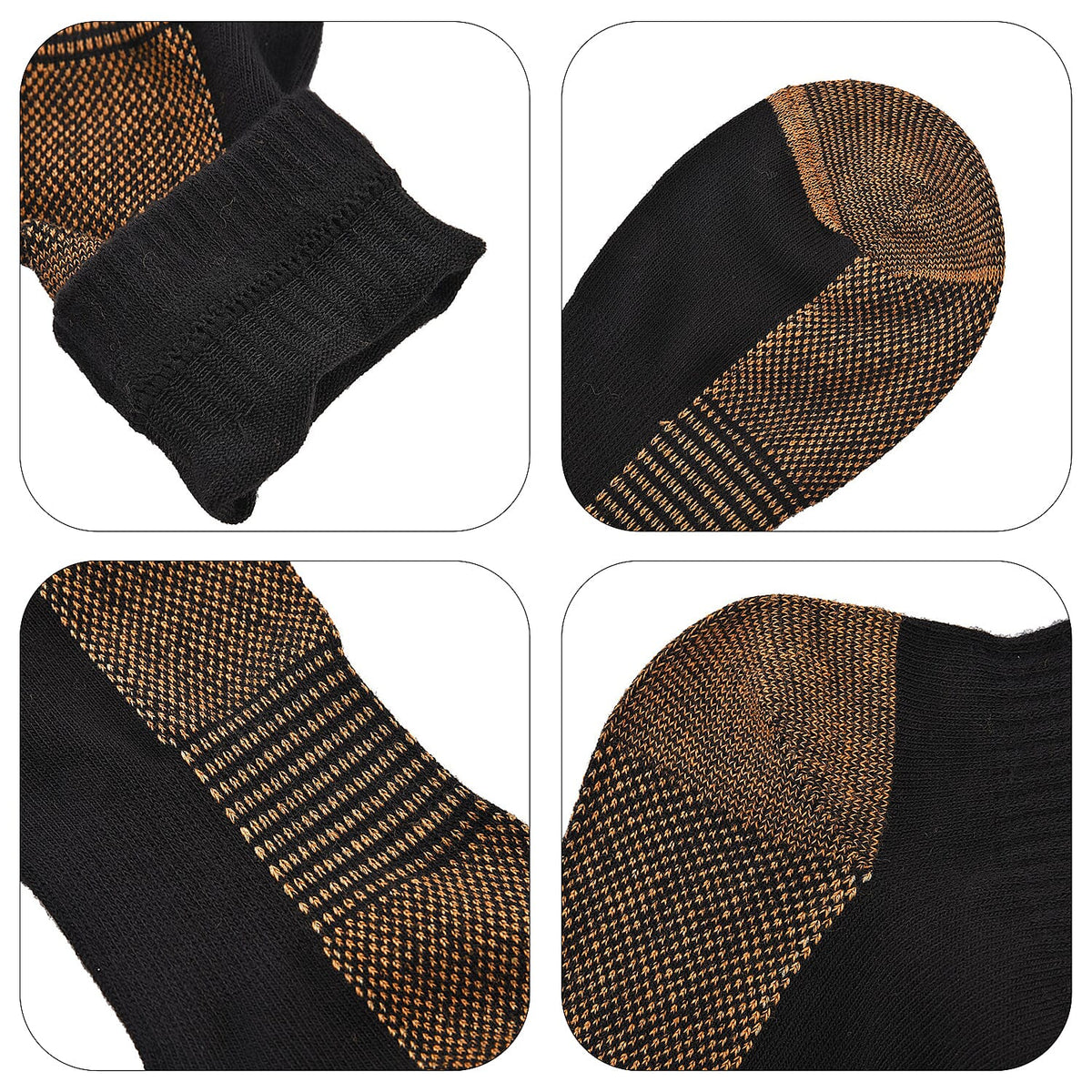 4 Pairs Antibacterial Copper Infused Compression Socks (Size S-M, 5-10) - Black 7134750 6