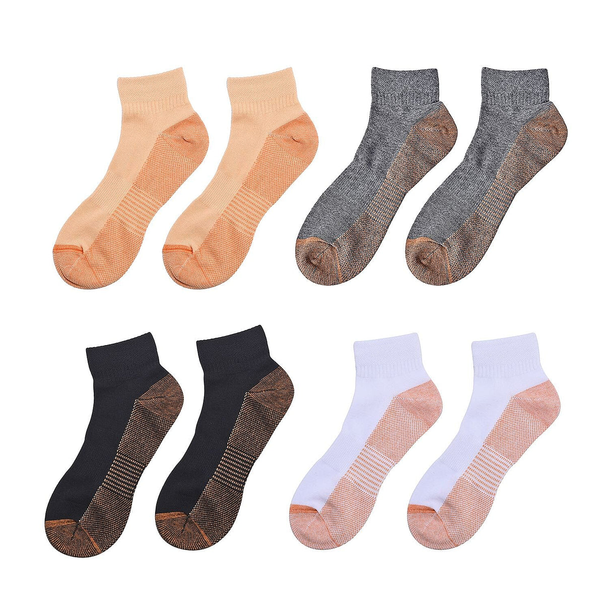 4 Pairs Antibacterial Copper Infused Compression Socks (Size S-M, 5-10) - Multi 8853881 2