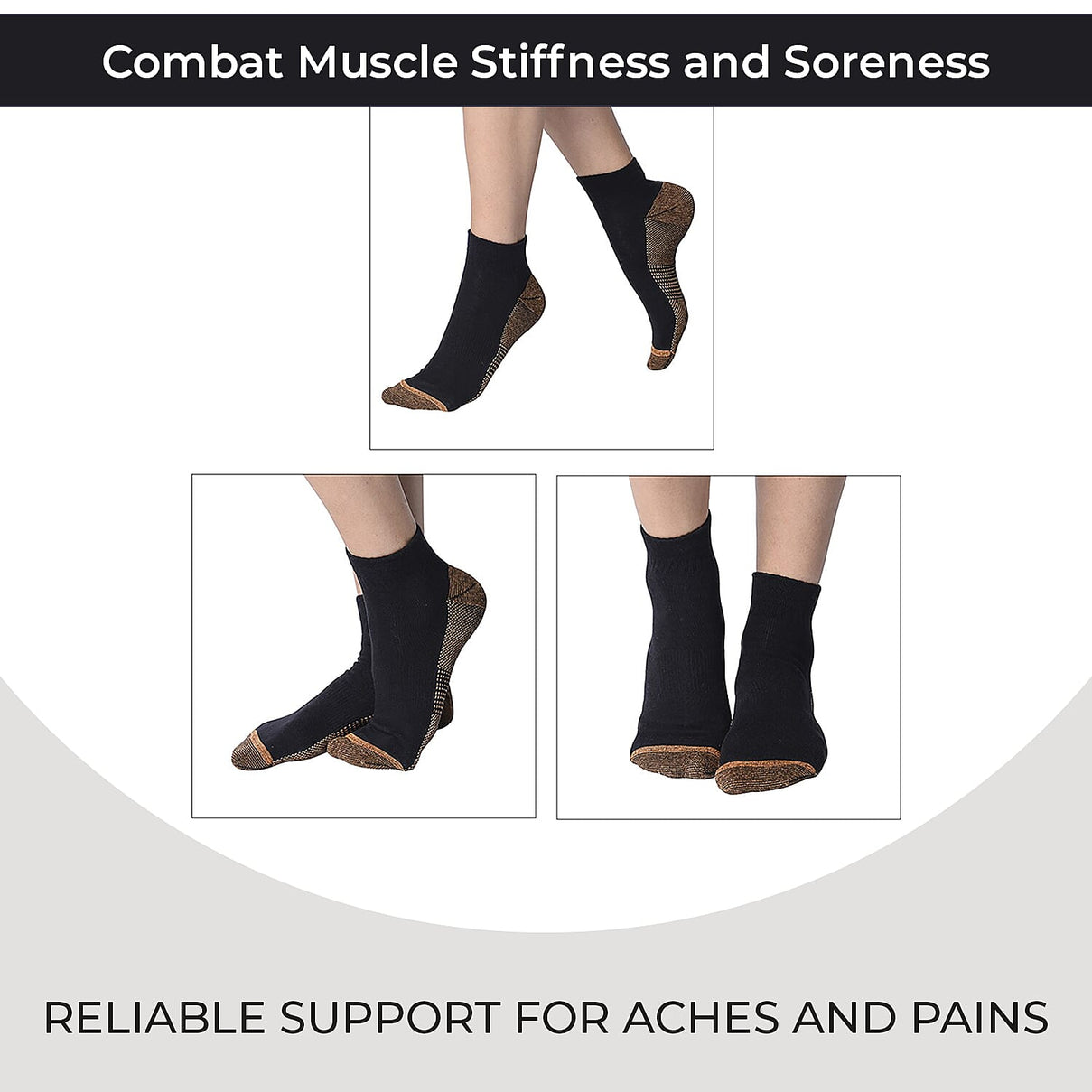 4 Pairs Antibacterial Copper Infused Compression Socks (Size S-M, 5-10) - Multi 8853881 6