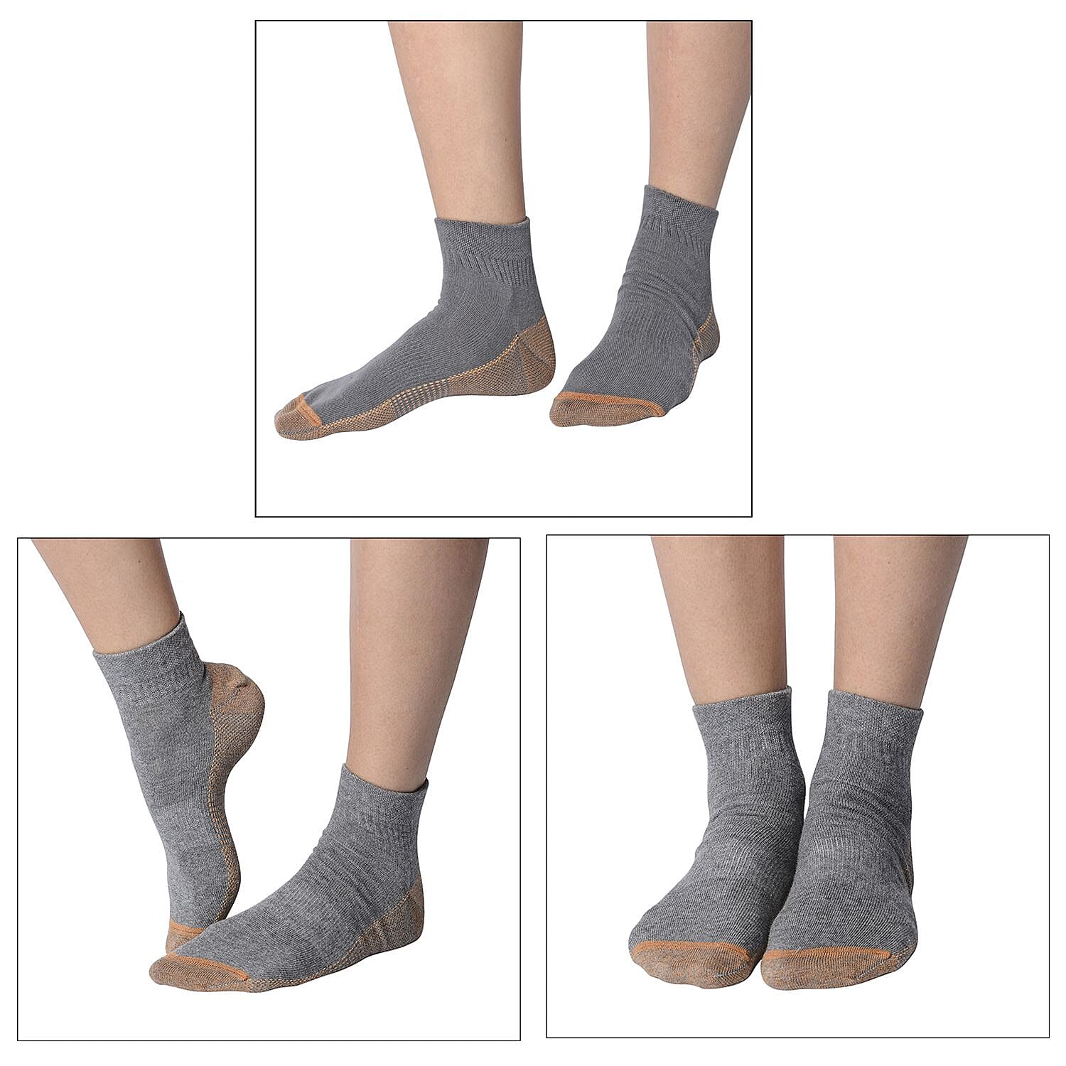 4 Pairs Antibacterial Copper Infused Compression Socks (Size S-M, 5-10) - Multi 8853881 10