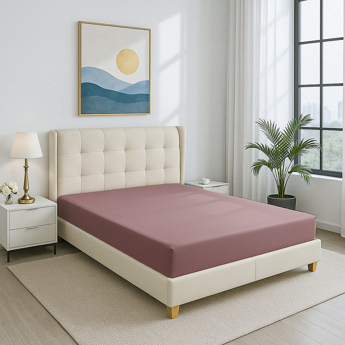 4-Piece Bamboo Bedding Set incl. Duvet Cover, Fitted Sheet &amp; 2 Pillowcases (Double) - Mauve 8040499 4