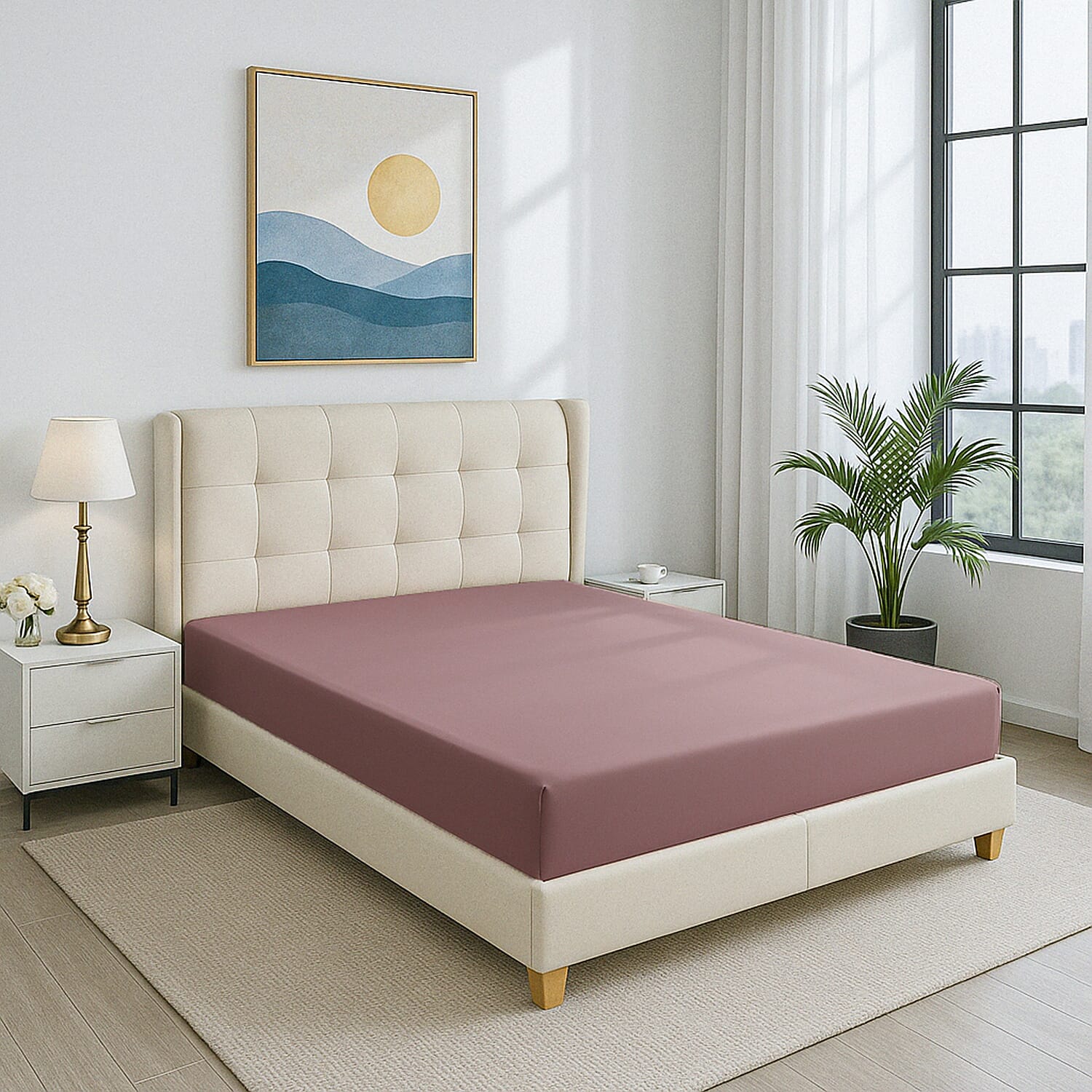 4-Piece Bamboo Bedding Set incl. Duvet Cover, Fitted Sheet &amp; 2 Pillowcases (Double) - Mauve 8040499 4