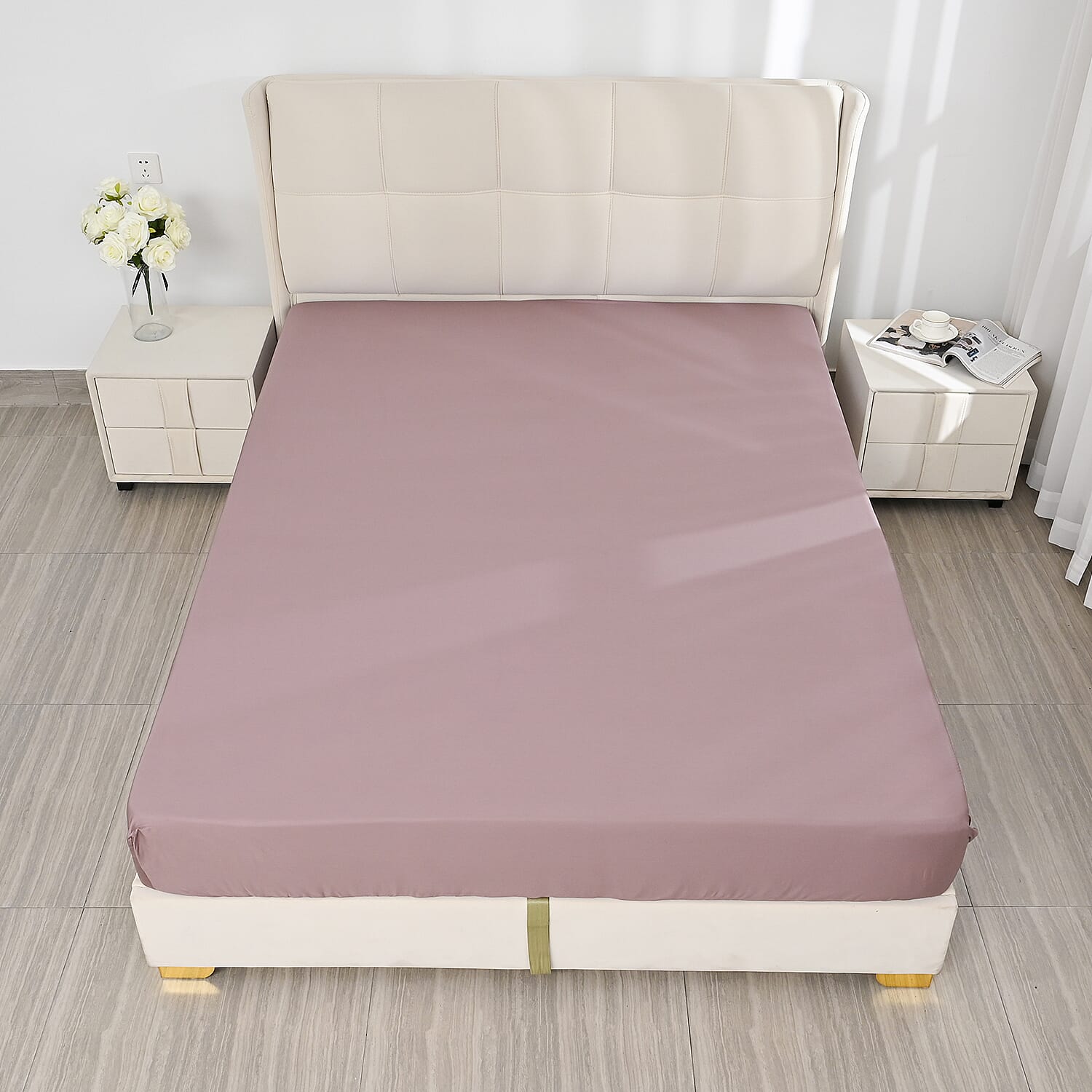 4-Piece Bamboo Bedding Set incl. Duvet Cover, Fitted Sheet &amp; 2 Pillowcases (Double) - Mauve 8040499 5
