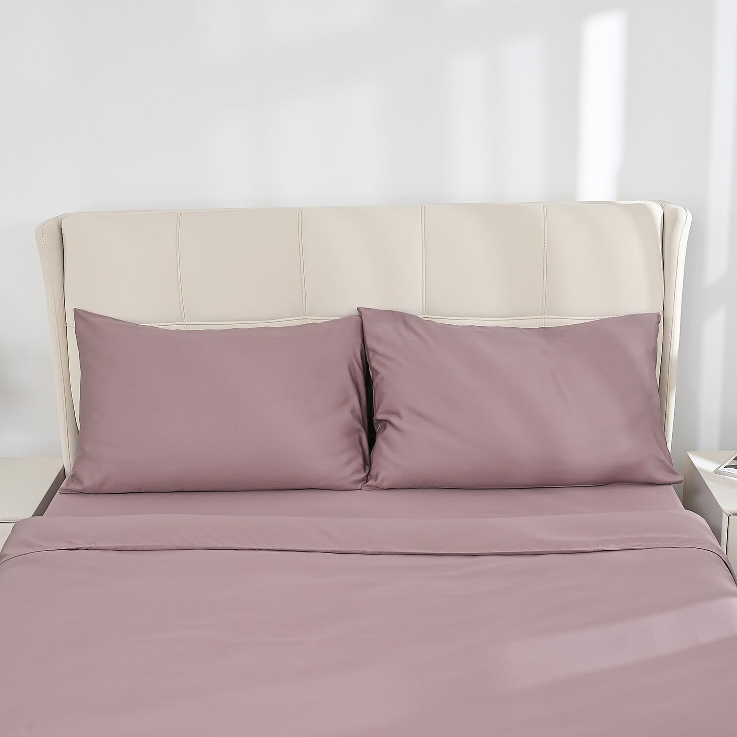 4-Piece Bamboo Bedding Set incl. Duvet Cover, Fitted Sheet &amp; 2 Pillowcases (Double) - Mauve 8040499 8