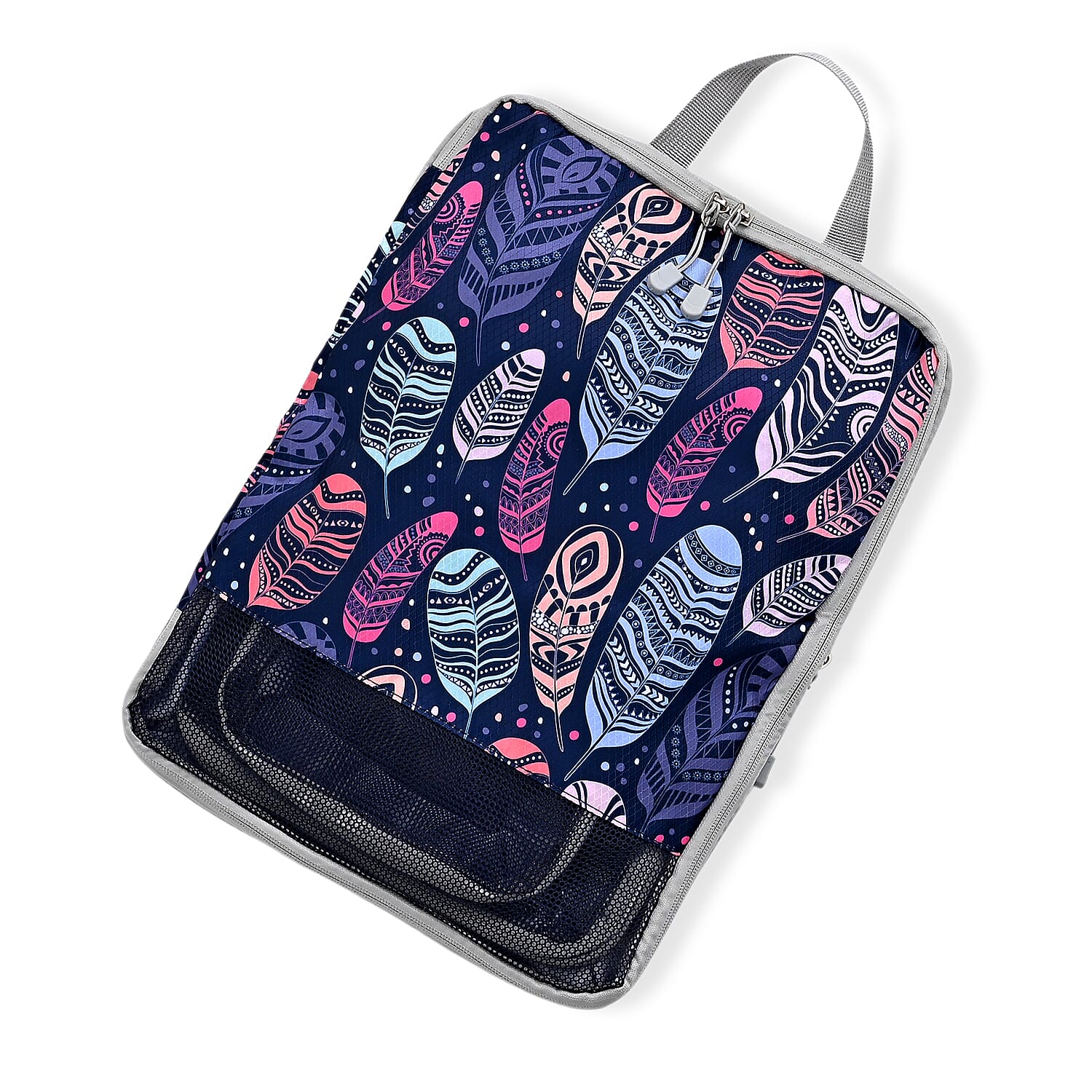 4-Piece Feather Print Clothing Storage Set - Navy V32512550 2