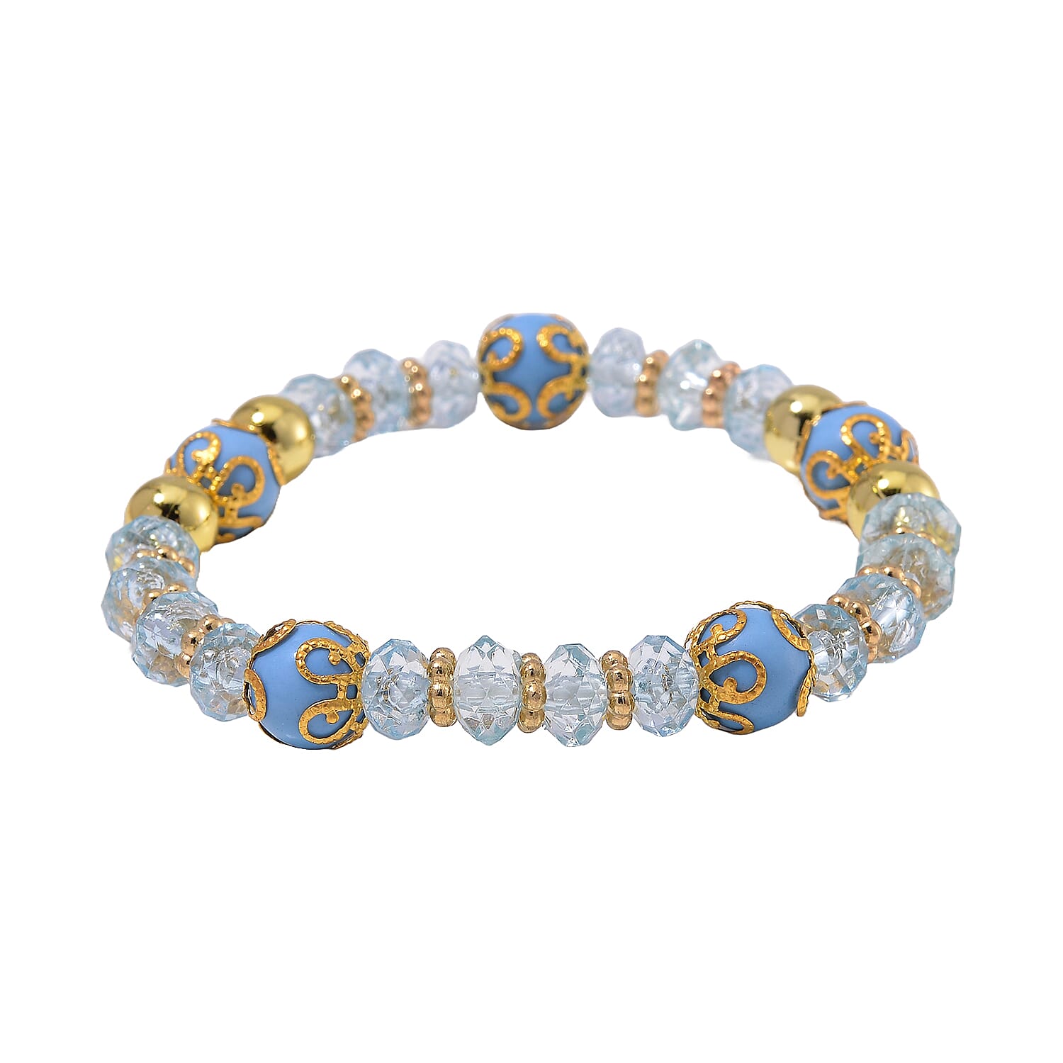 4 Piece Set - STRADA Crystal Watch With 3 Crystal Bracelets - Blue 4293709 10
