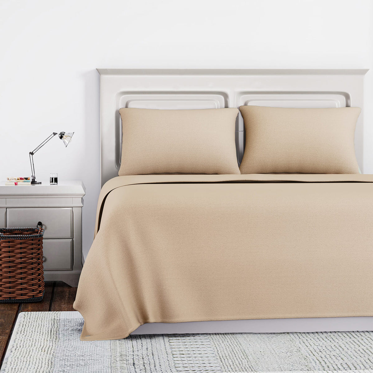 4 Piece Set - Copper Infused Solid Sheets with 2 Pillow Cases (Double Size) - Ivory 7365670 2