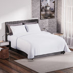 4 Piece Set - Homesmart Soft Duvet Cover, Fitted Sheet - 2 Pillow Cases (Double Size, 200x200 cm) - White