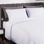 4 Piece Set - Homesmart Soft Duvet Cover, Fitted Sheet - 2 Pillow Cases (Double Size, 200x200 cm) - White