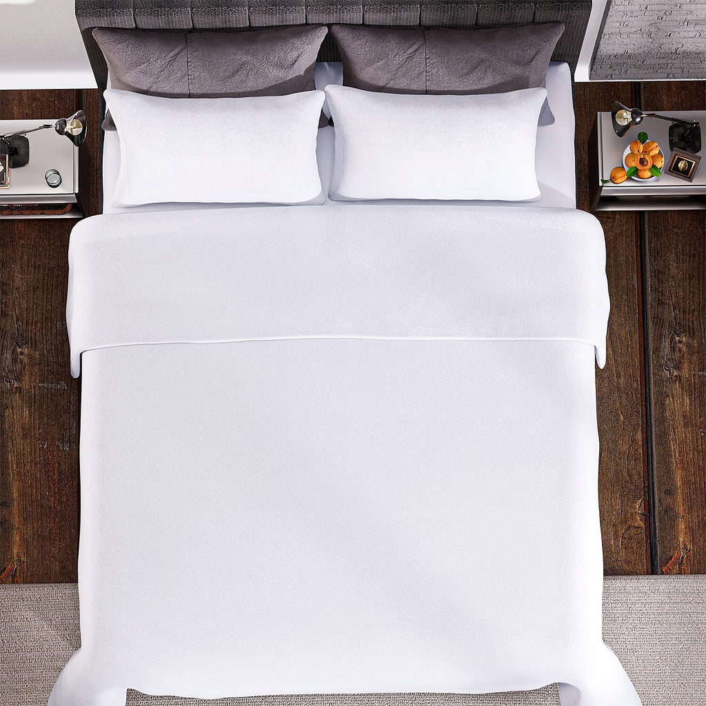 4 Piece Set - Homesmart Soft Duvet Cover, Fitted Sheet - 2 Pillow Cases (Double Size, 200x200 cm) - White