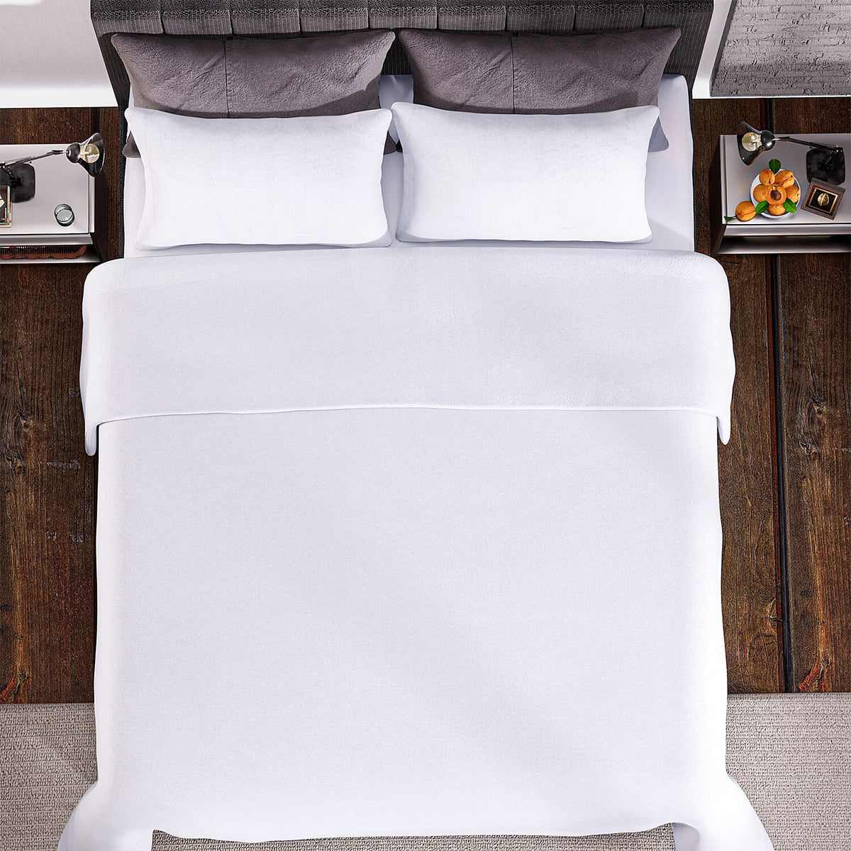 4 Piece Set - Homesmart Soft Cool Duvet Cover, Fitted Sheet &amp; 2 Pillow Cases (Double Size, 200x200 cm) - White 7213968 2