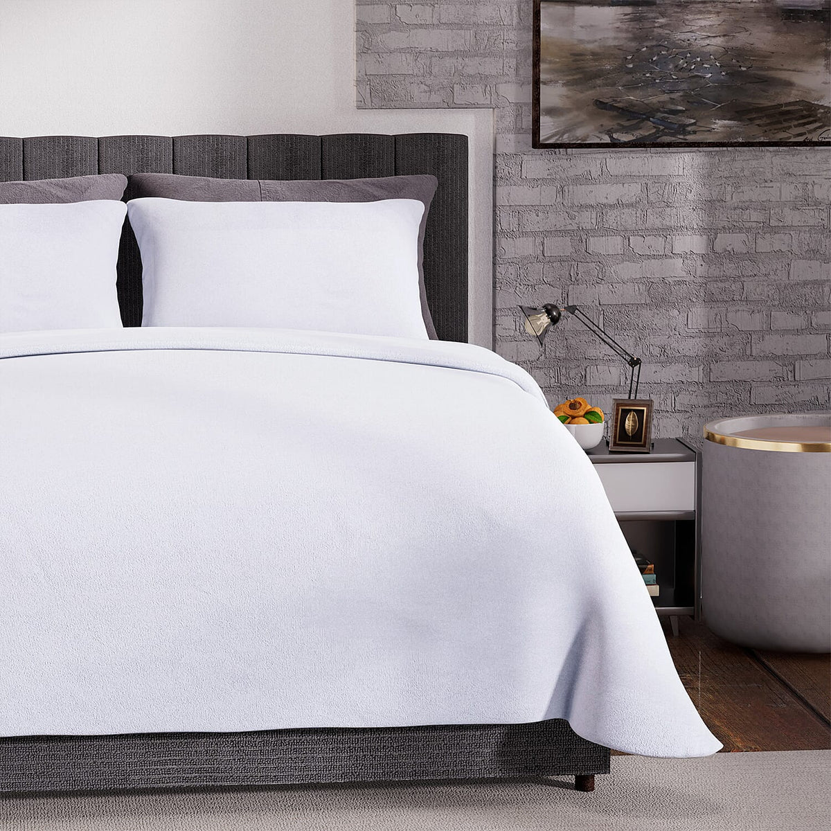 4 Piece Set - Homesmart Soft Cool Duvet Cover, Fitted Sheet &amp; 2 Pillow Cases (Double Size, 200x200 cm) - White 7213968 3