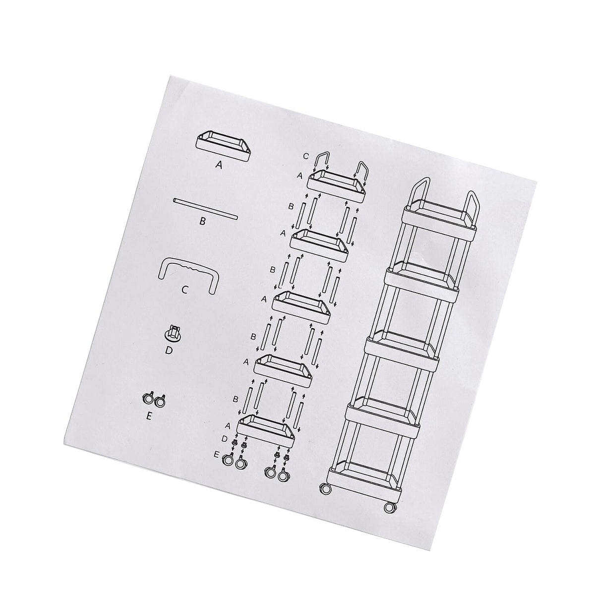 4-Tier Organizer with Wheels (99cm) - White 8050222 8