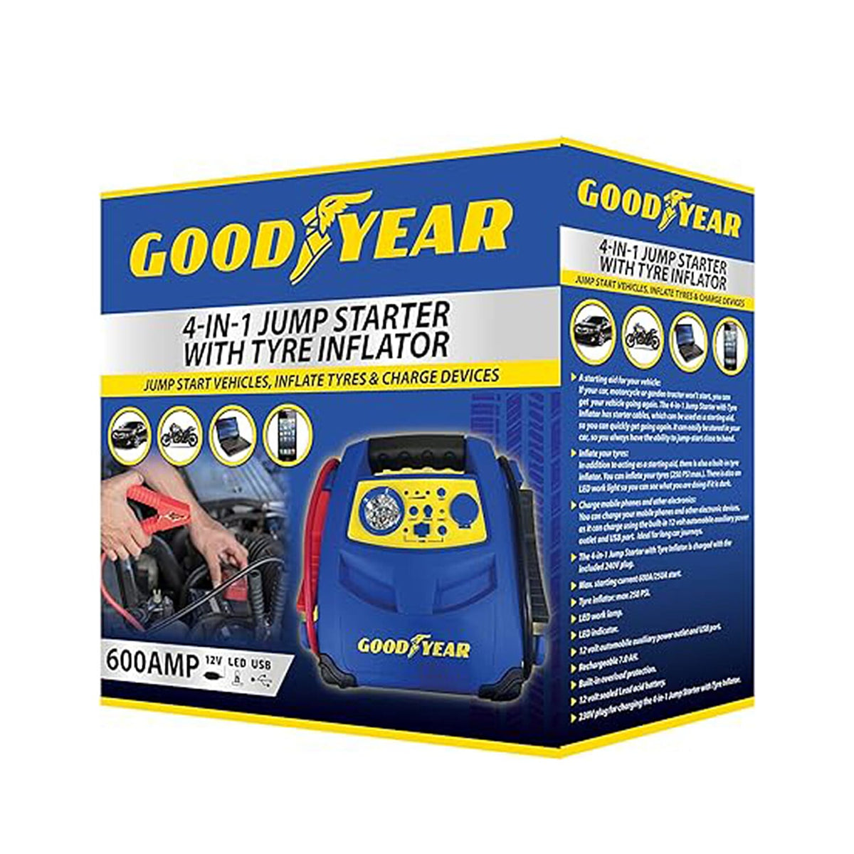 Goodyear: 4-in-1 Jumpstarter with Tyre Inflator 7746461 0