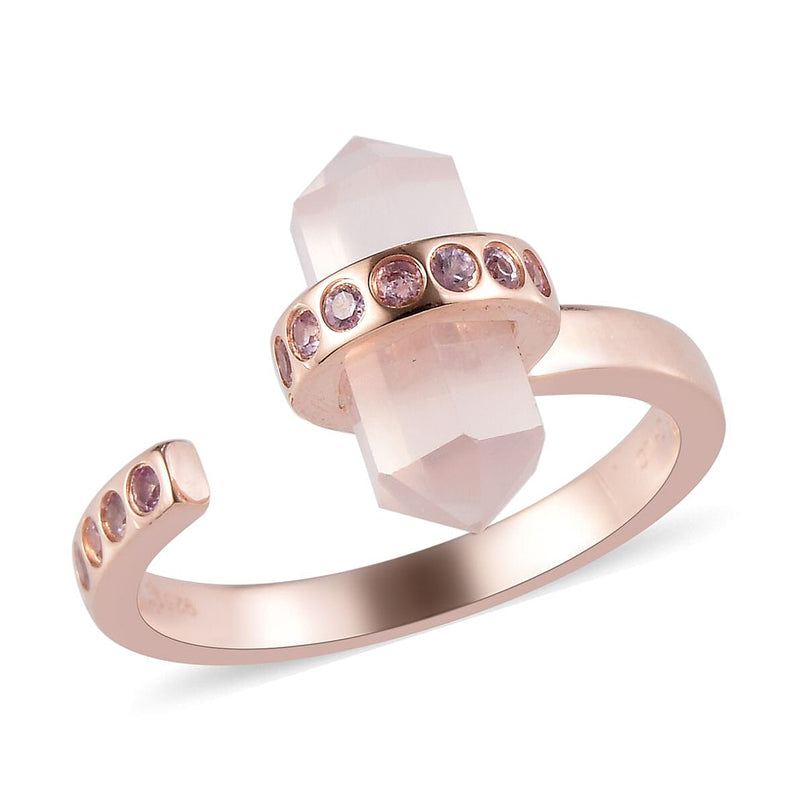 Sundays Child - Rose Quartz and Madagascar Pink Sapphire Ring in Rose Gold Overlay Sterling Silver 3.16 Ct.