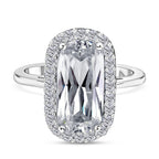 Moissanite Ring in Platinum Overlay Sterling Silver 4.356 Ct.