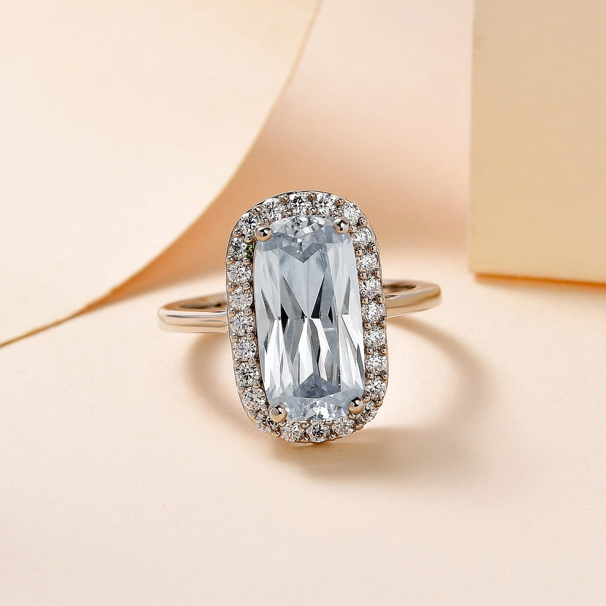 4.35 Ct Moissanite Halo Ring in Platinum Overlay Sterling Silver 7197772 2