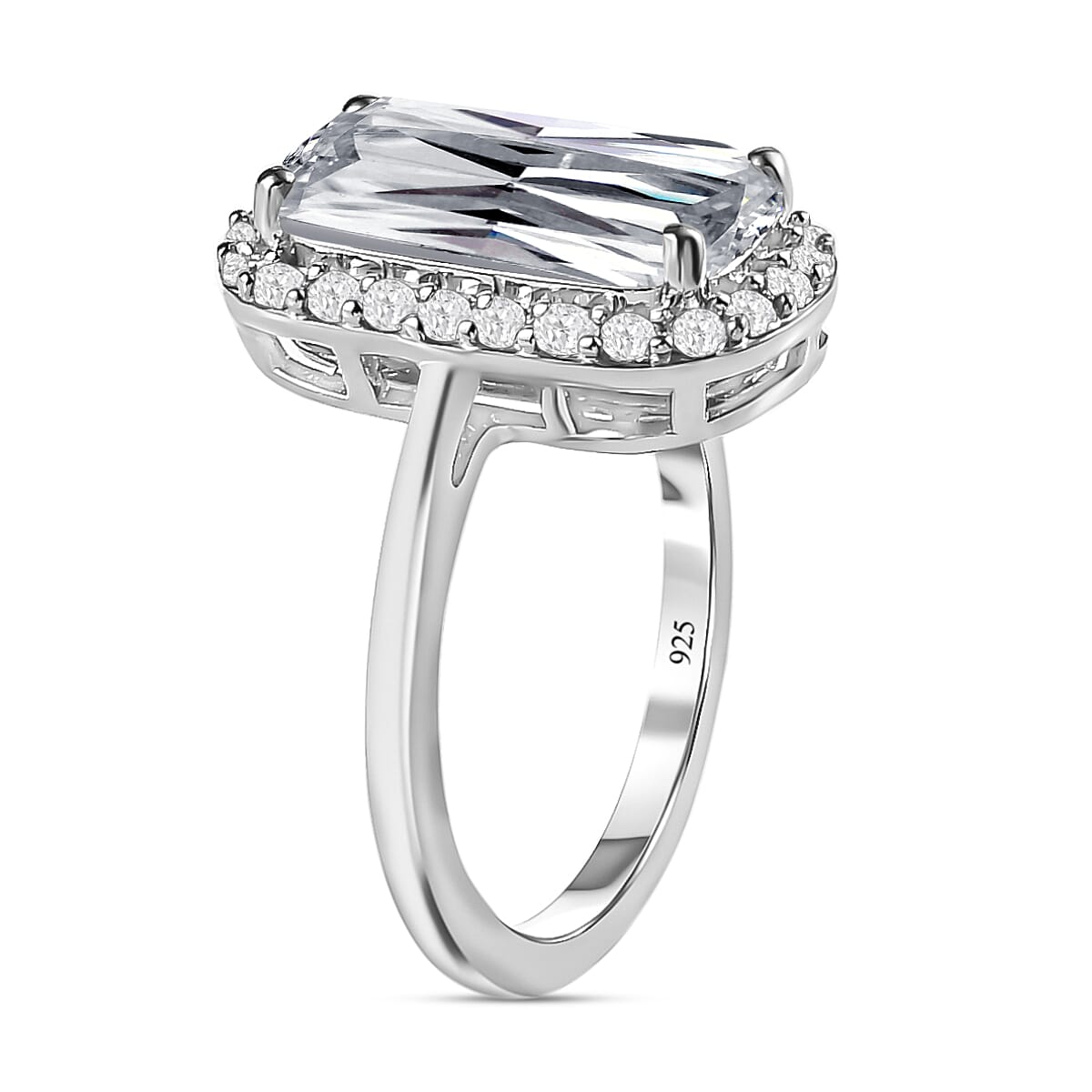 4.35 Ct Moissanite Halo Ring in Platinum Overlay Sterling Silver 7197772 4