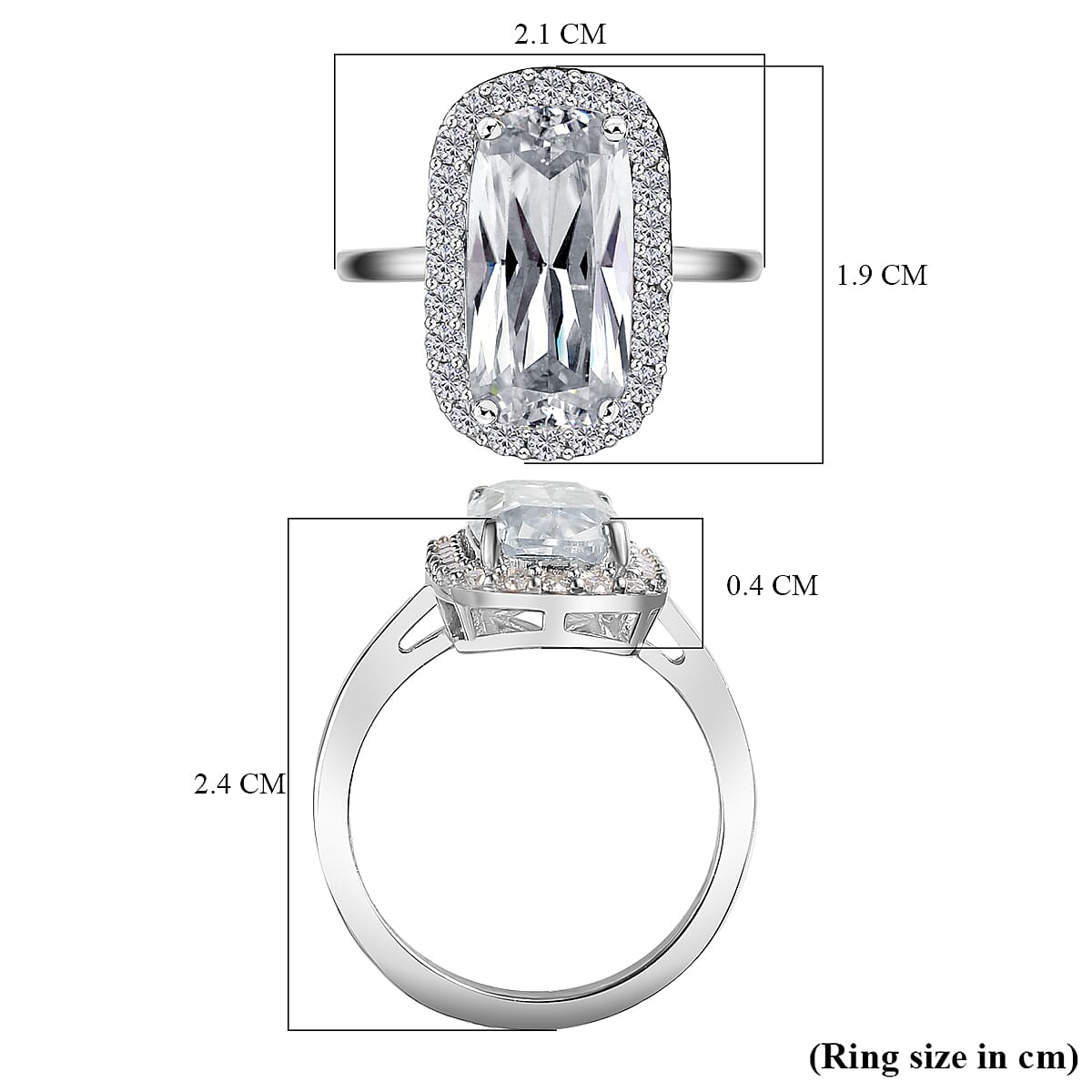 4.35 Ct Moissanite Halo Ring in Platinum Overlay Sterling Silver 7197772 6
