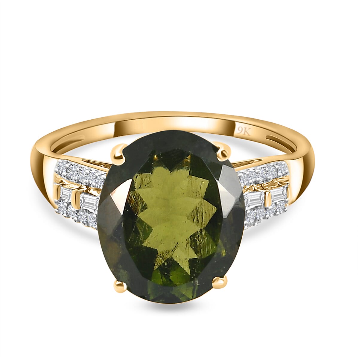 4.39 Ct. 9K Yellow Gold Moldavite and Diamond Ring 7521256 0
