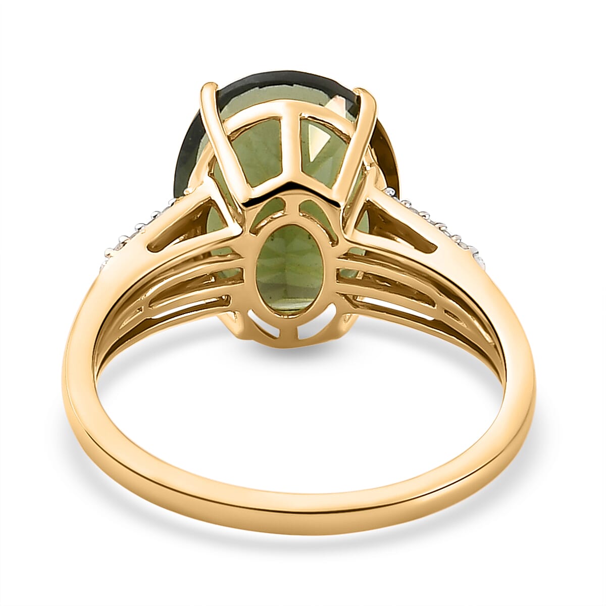 4.39 Ct. 9K Yellow Gold Moldavite and Diamond Ring 7521256 5